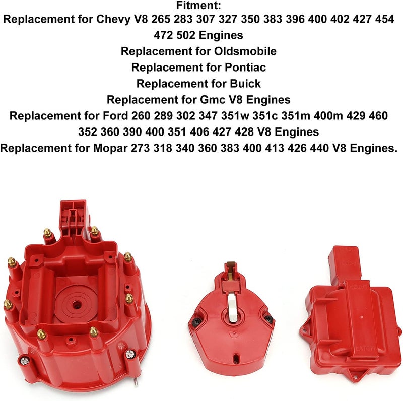 Aramox Distributor Cap Rotor, Replacement for V8 265 283 307 327 350 383 396 400 402 427 454 472 502 Engines, with ABS Material and Resin Internal Structure - Image 2