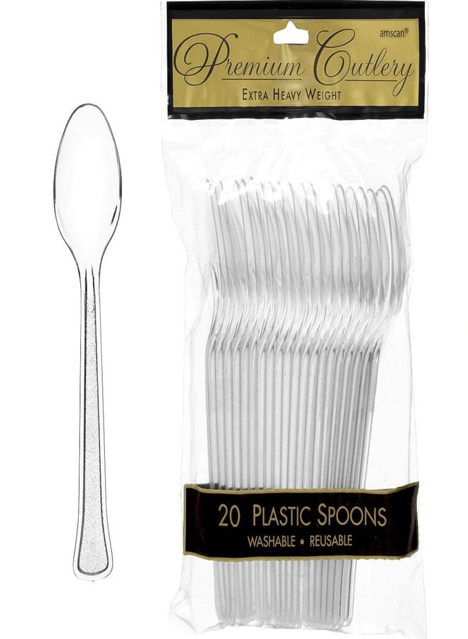 Amscan Clear Plastic Heavy Weight Spoons (20 Count) - Premium Disposable Plastic Cutlery, Perfect for Home Use and All Kinds of Occasions - Image 2