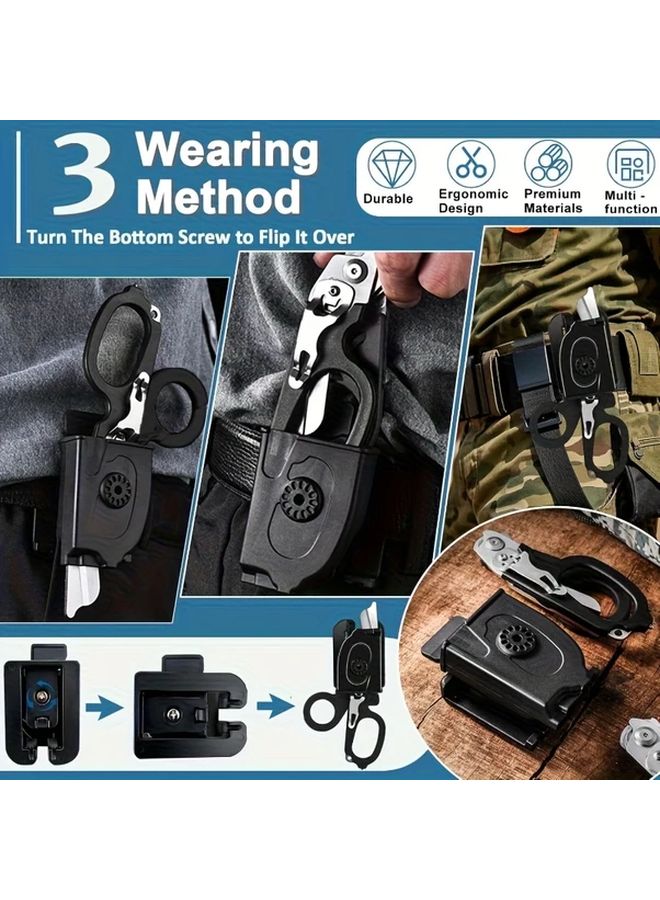 مقص الصدمات من الفولاذ المقاوم للصدأ باللون البرتقالي والأسود مع غمد - مقص طبي قابل للطي للممرضات وفنيي الطوارئ الطبية - Image 5