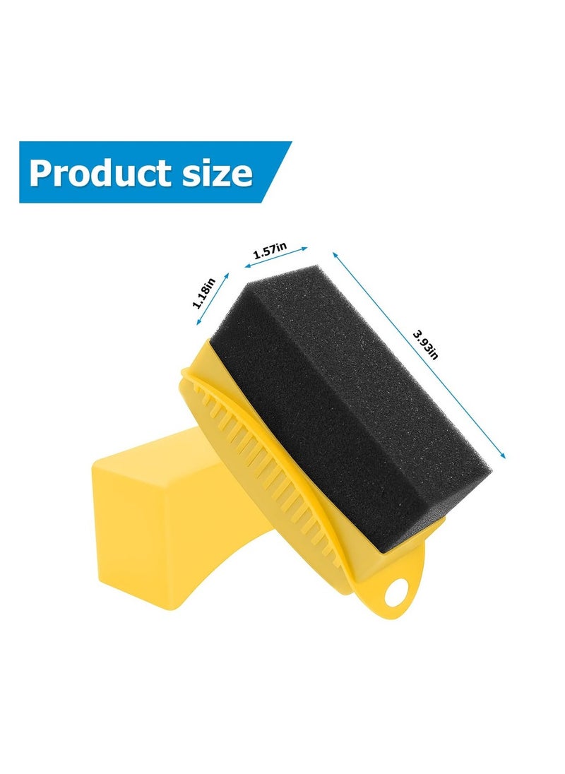 Tire Contour Dressing Applicator 2 Pcs, Car Wheel Dressing Shine Sponge with Lid, Polishing Sponge Wax Buffing Pads for Auto, Foam Brush with Cover, Automotive Cleaning Accessories (Yellow) - Image 2