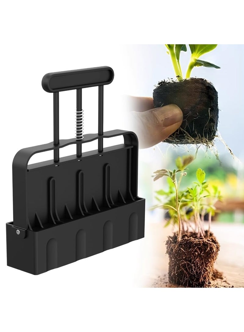 SYOSI Soil Blocker, 4 Cell Reusable Soil Blocker for Seed Starting 2 inch Soil Block Maker Seed Handheld Block Maker, Plant Label Marker for Garden Prep - Image 1