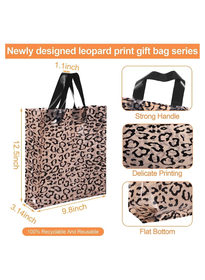 KASTWAVE Leopard Print Plastic Bags, Reusable Small Shopping Bags with Handles Leopard Lovers Grocery T-Shirt Bags, Boutique, Clothes Packaging Gifts Bags 10 x 13 Inch, 50 Pcs - Image 3