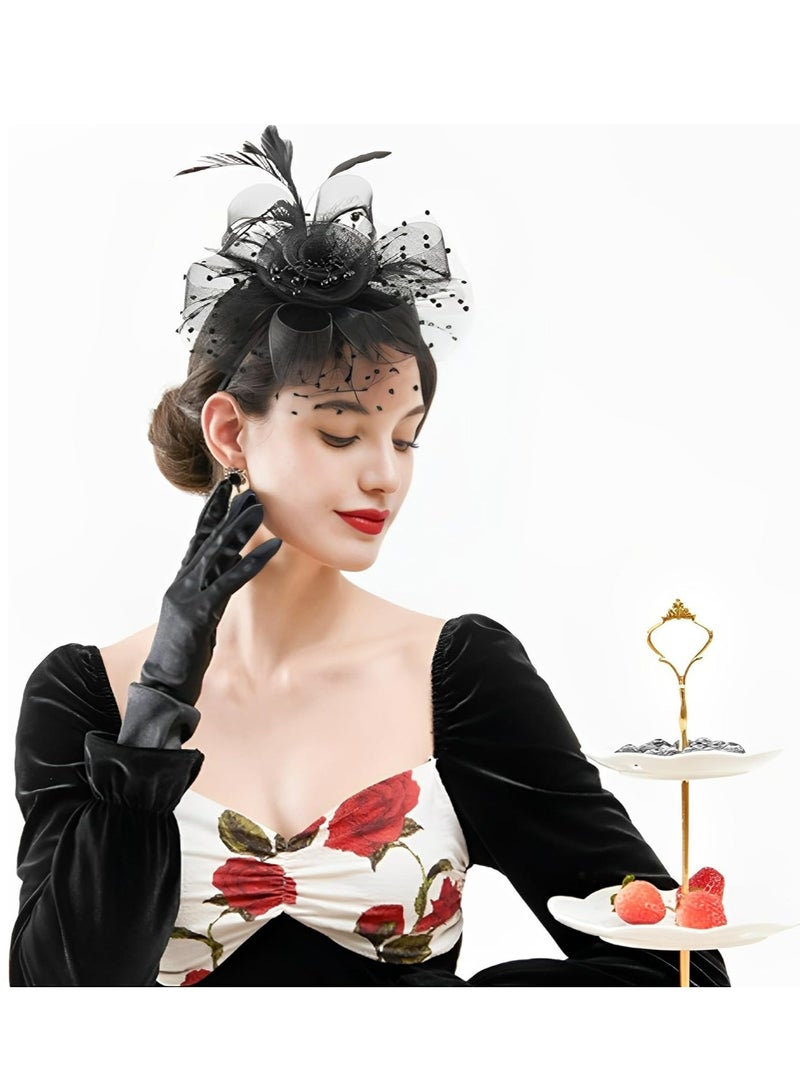 أوزيغالور قبعات زفاف نسائية مع مشبك ورباط شعر، مثالية لحفلات الاستقبال والحفلات. - Image 4