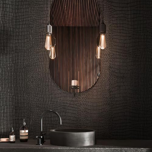Zeeko Black Peel and Stick Wallpaper 23.6" x 120" Removable Crocodile Wallpaper Embossed Contact Paper Textured Wall Paper for Cabinet Bedroom Bathroom - Image 3