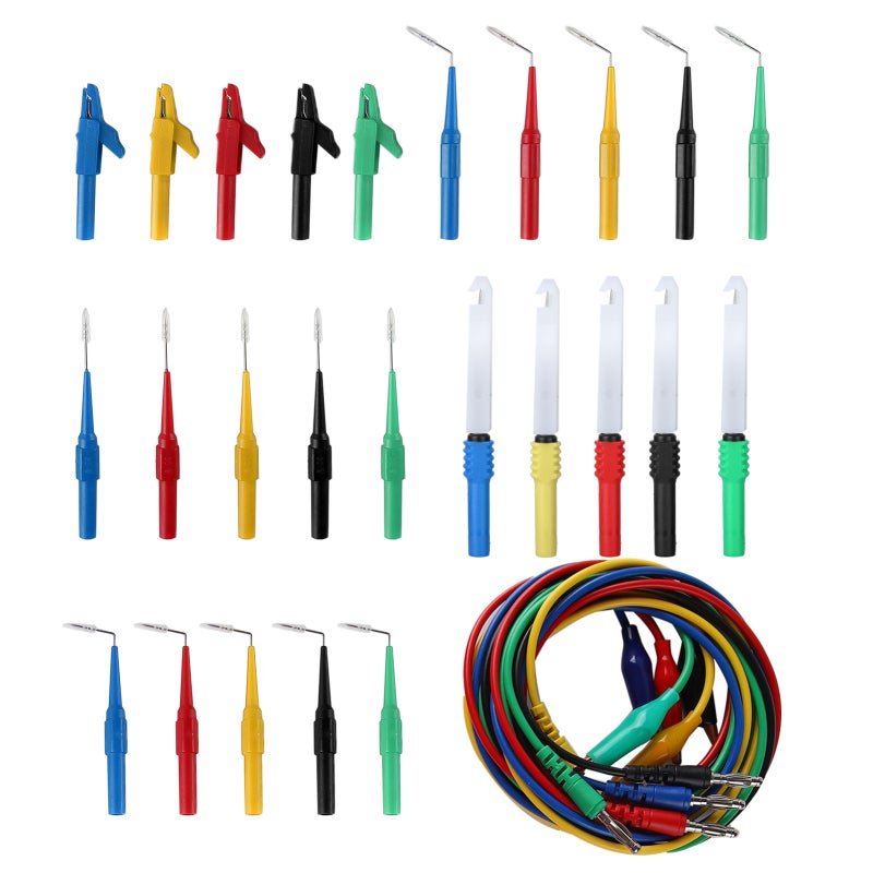 Test Line Kit 5 Test Probes 5 Clips Copper PVC - Nickel-Plated Probe Test Lead Set for Automotive Diagnostics and Electrical Engineering - Image 2