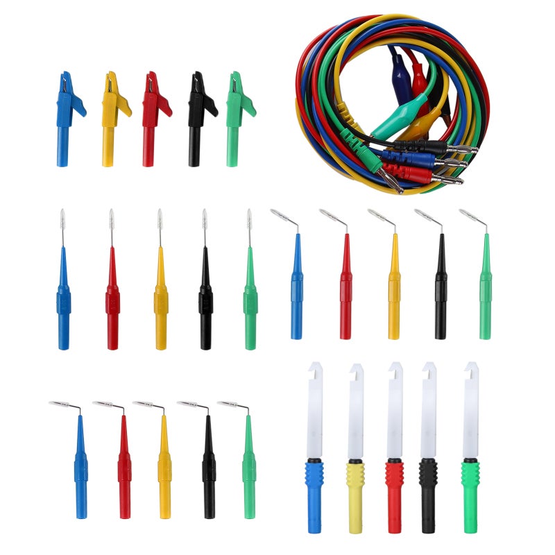 Test Line Kit 5 Test Probes 5 Clips Copper PVC - Nickel-Plated Probe Test Lead Set for Automotive Diagnostics and Electrical Engineering - Image 3