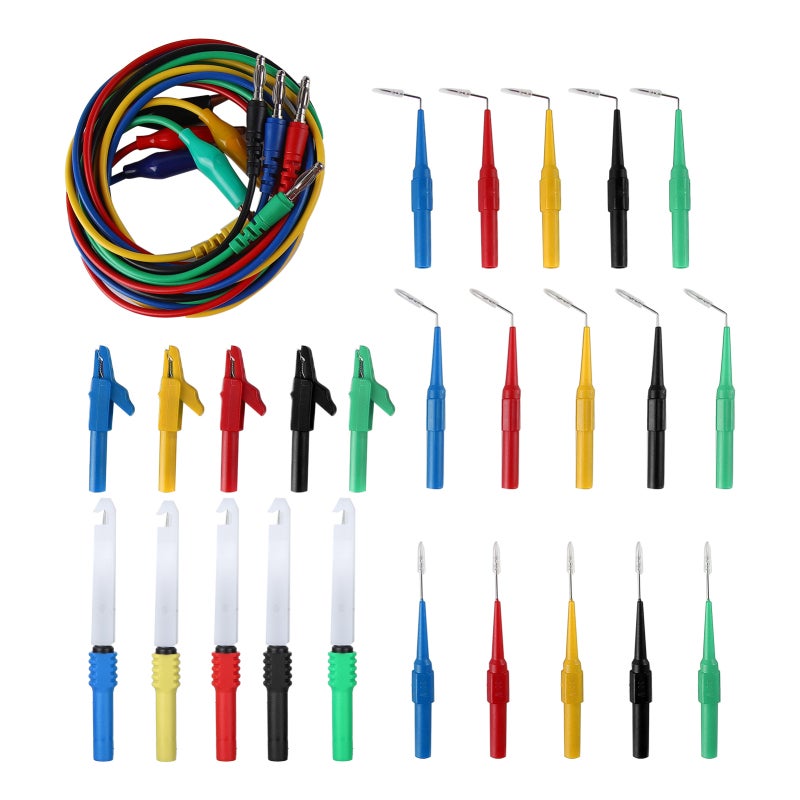 Test Line Kit 5 Test Probes 5 Clips Copper PVC - Nickel-Plated Probe Test Lead Set for Automotive Diagnostics and Electrical Engineering - Image 1