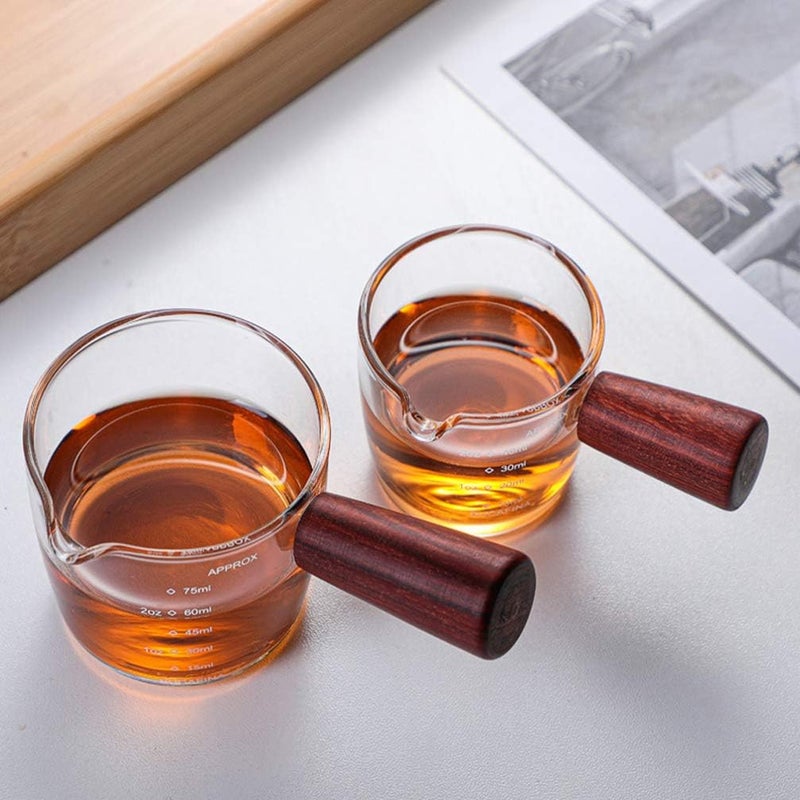 Clear Glass Coffee Mugs Glass Measuring Cup Mini Measuring Jug Thicken Coffee Milk Creamer Jug with Scale Milk Coffee Espresso Pitcher Baking Tool 75ML Espresso Glass - Image 2