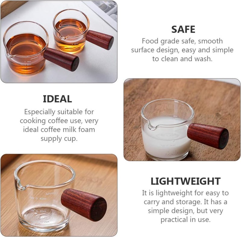 Clear Glass Coffee Mugs Glass Measuring Cup Mini Measuring Jug Thicken Coffee Milk Creamer Jug with Scale Milk Coffee Espresso Pitcher Baking Tool 75ML Espresso Glass - Image 5