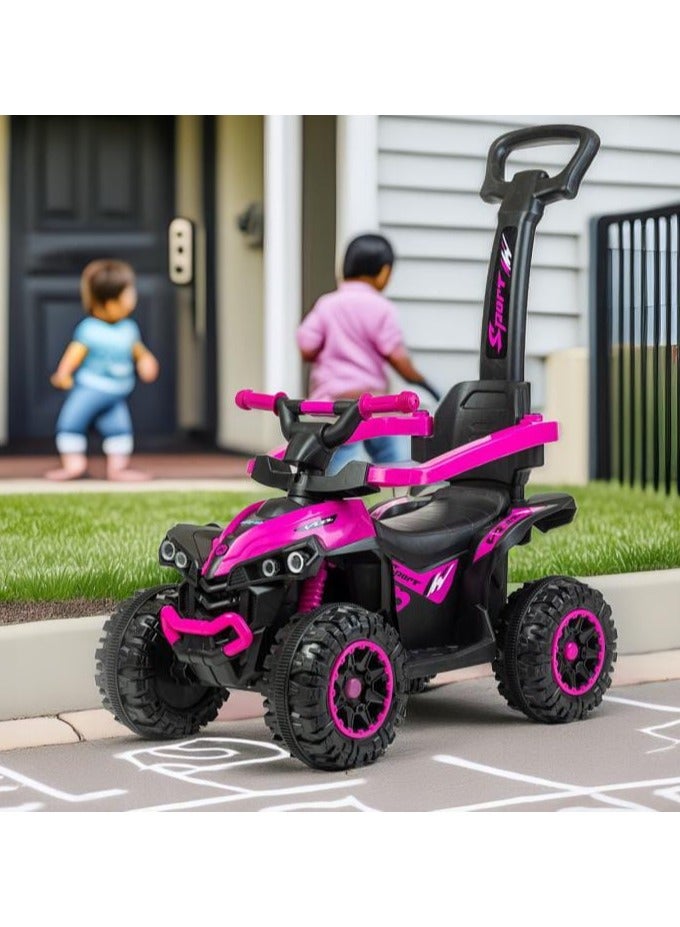 4-in-1 Pink Ride-On Push Car for Kids – Stylish ATV Design with Handle, Guardrail, Footrest & Storage – For Girls Ages 1-3** - Image 1