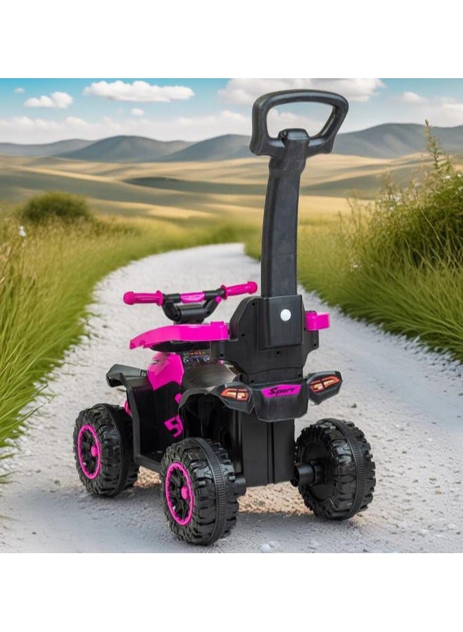 4-in-1 Pink Ride-On Push Car for Kids – Stylish ATV Design with Handle, Guardrail, Footrest & Storage – For Girls Ages 1-3** - Image 2
