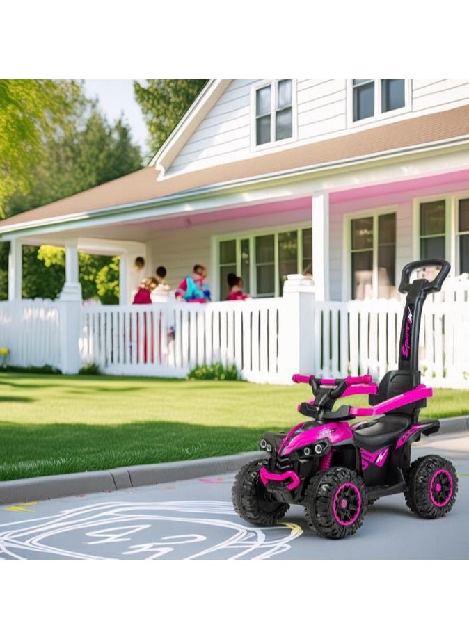 4-in-1 Pink Ride-On Push Car for Kids – Stylish ATV Design with Handle, Guardrail, Footrest & Storage – For Girls Ages 1-3** - Image 3
