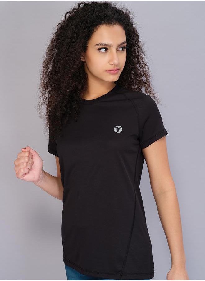 Technosport - Solid Slim Fit Crew Neck T-Shirt with Techno Cool by Styli - Image 1