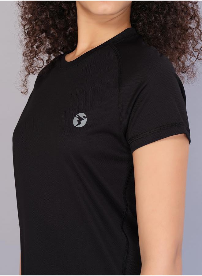 Technosport - Solid Slim Fit Crew Neck T-Shirt with Techno Cool by Styli - Image 1