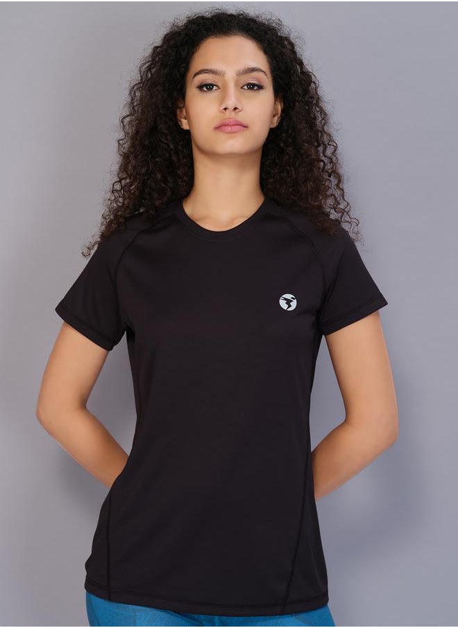 Technosport - Solid Slim Fit Crew Neck T-Shirt with Techno Cool by Styli - Image 1