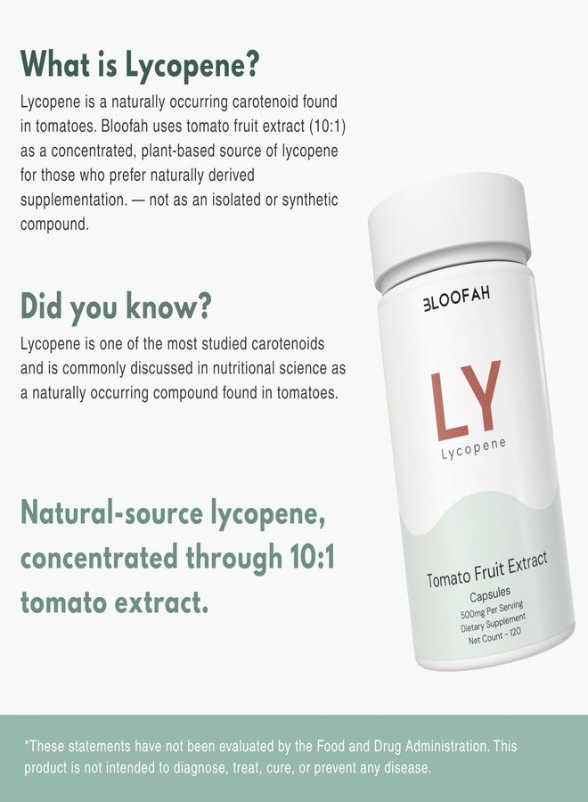 Bloofah 500mg Lycopene Supplement Tomato Extract 10:1 Capsules - 120 Count | 100% Pure, Non-GMO & Gluten Free Formula | Natural Carotenoid Supplement for Health and Wellness Support - Image 3