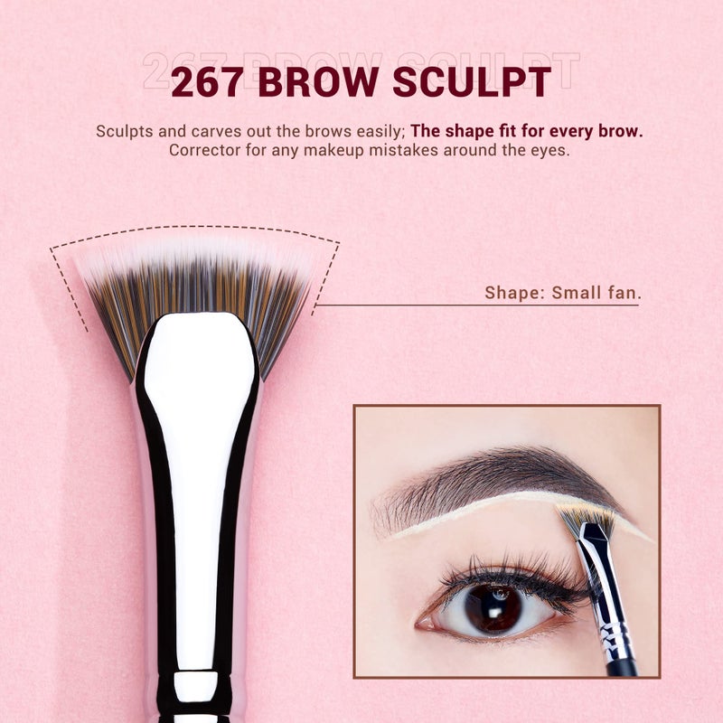 Jessup Eyebrow Makeup Brush Set Professional, Precision Define Sculpt, Flat Angled Spoolie Brushes, Cruelty-Free Synthetic Bristles 3PCS, T326 - Image 3