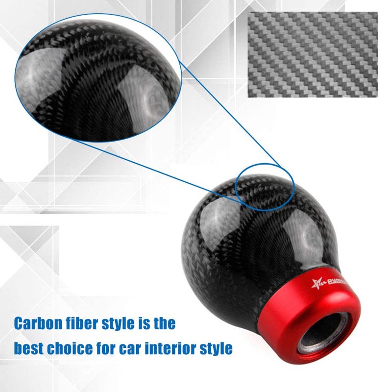 RYANSTAR RACING RYANSTAR Carbon Fiber Shift knob Round Ball Racing Gear Shift Shifter Knob, Head Manual Car with 8mm/10mm/11mm Adapter - Image 2
