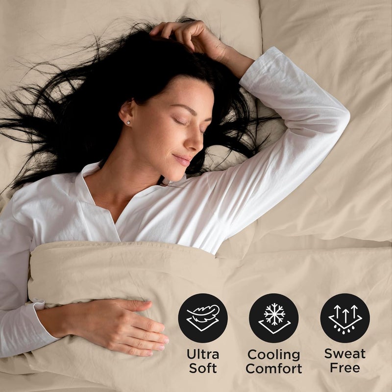 ROYALE LINENS رويال لينينز - طقم شراشف كاليفورنيا كينج 4 قطع - فراش مايكروفايبر ناعم 1800 - 1 شرشف مجهز، 1 شرشف مسطح، 2 كيس وسادة - طقم شراشف كال كينج مقاوم للتجعد والبهتان (كينجكال، رملي) - Image 4