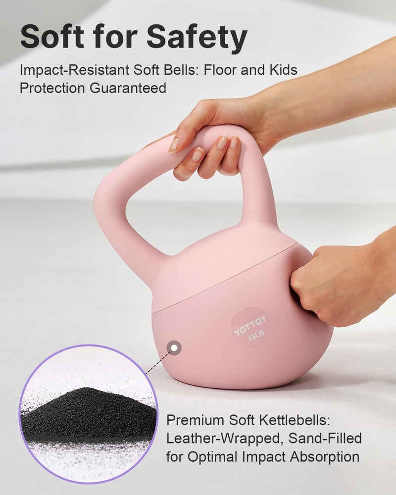 YOTTOY Soft Kettlebell,Kettlebell Anti-Slip Grip Weight for Home Workouts, Kettlebells Set Strength and Safety Guaranteed (Pink, 6 LB) - Image 2