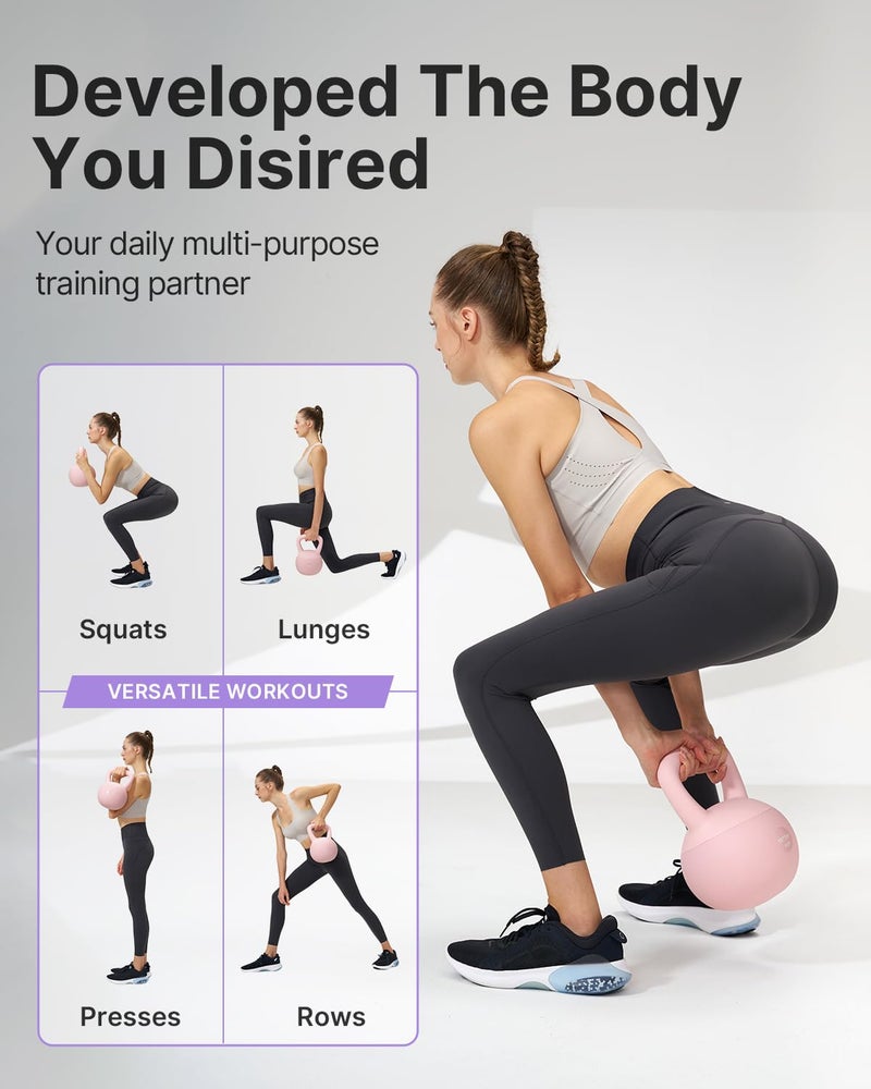 YOTTOY Soft Kettlebell,Kettlebell Anti-Slip Grip Weight for Home Workouts, Kettlebells Set Strength and Safety Guaranteed (Pink, 6 LB) - Image 5