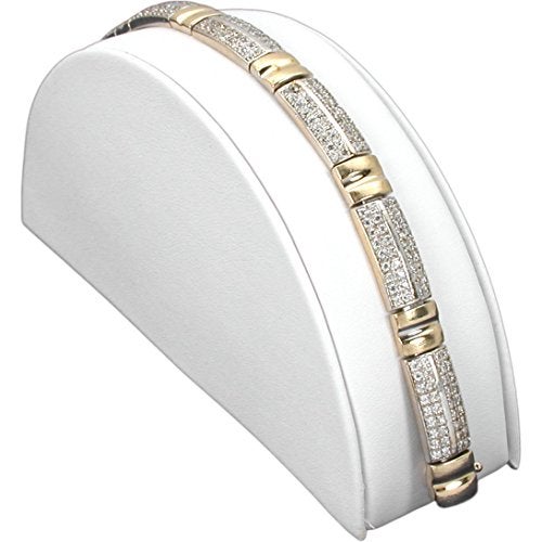 FindingKing White Leather Bracelet Half Moon Display Ramp Stand - Image 5