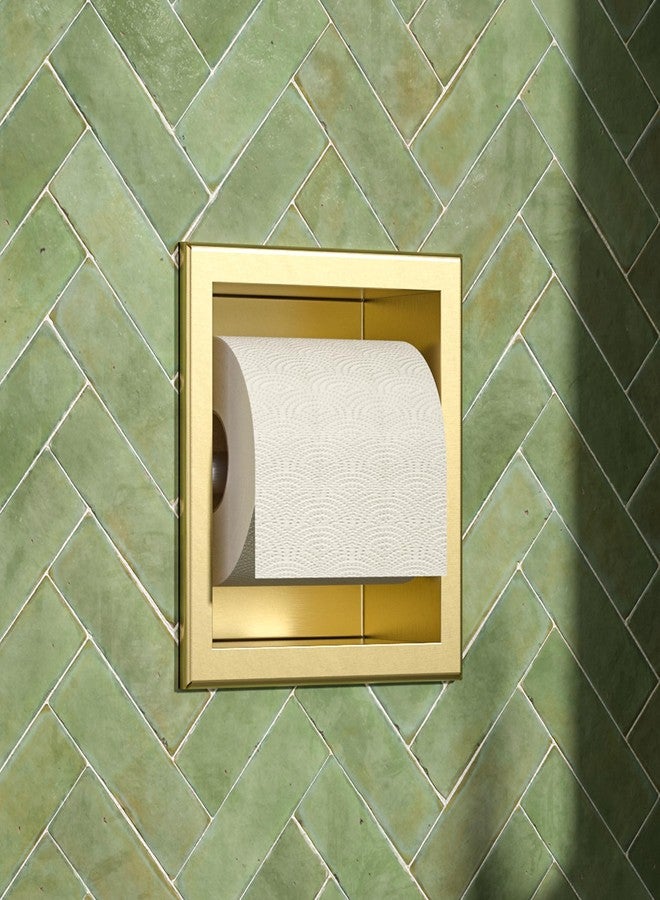 Bernkot Toilet Paper Holder, in Wall Toilet Roll Holder for Bathroom Renovation, 304Stainless Steel Recessed Toilet Tissue Holder (Golden) - Image 1