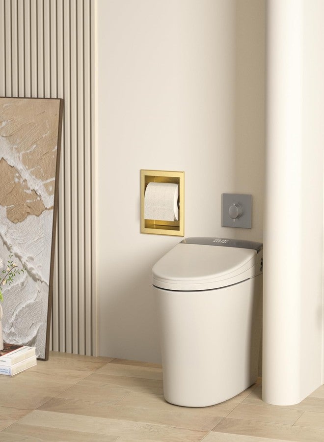 Bernkot Toilet Paper Holder, in Wall Toilet Roll Holder for Bathroom Renovation, 304Stainless Steel Recessed Toilet Tissue Holder (Golden) - Image 5
