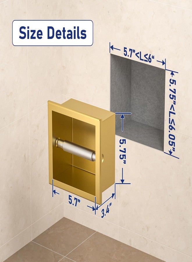 Bernkot Toilet Paper Holder, in Wall Toilet Roll Holder for Bathroom Renovation, 304Stainless Steel Recessed Toilet Tissue Holder (Golden) - Image 3
