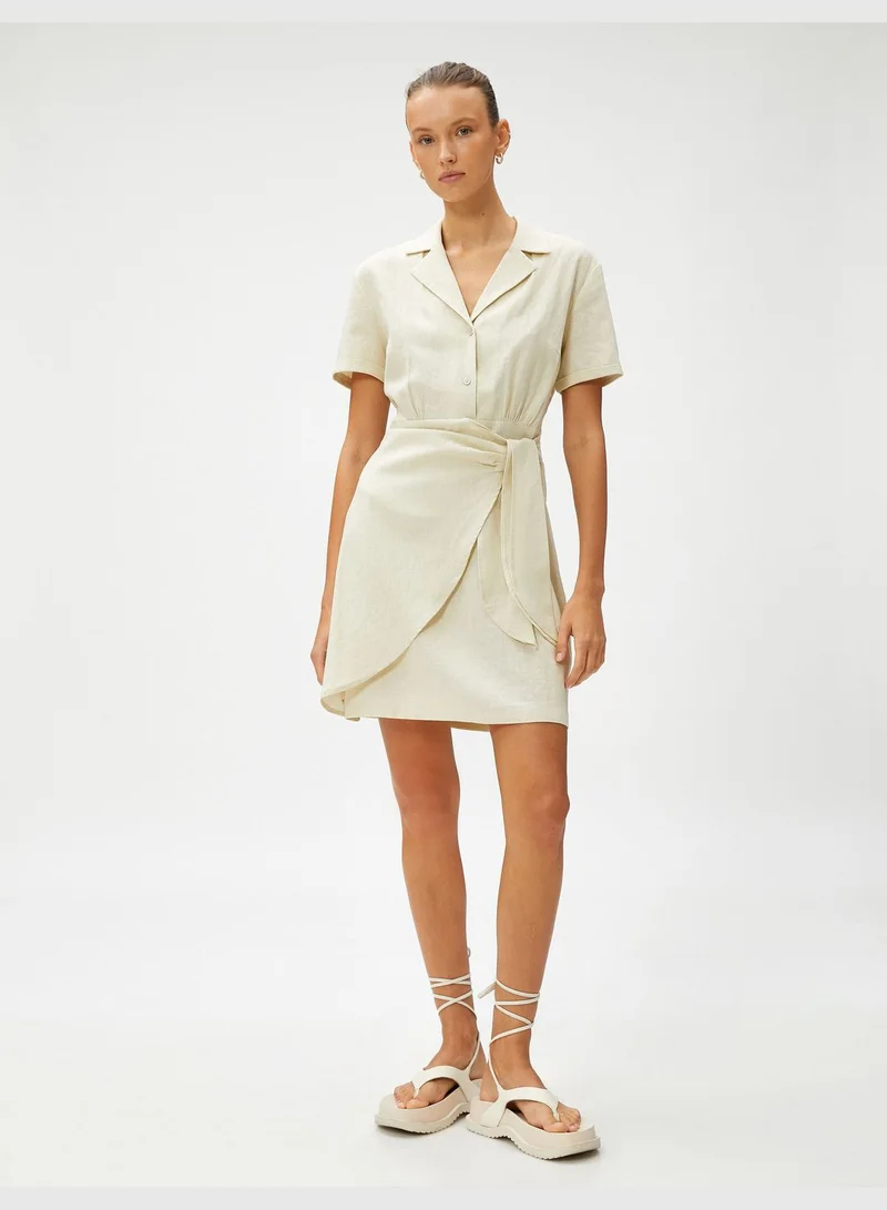 KOTON Linen Blended Mini Shirt Dress