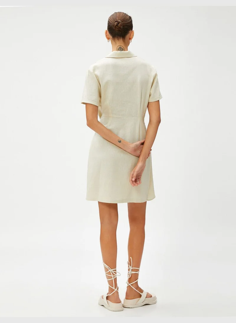 KOTON Linen Blended Mini Shirt Dress