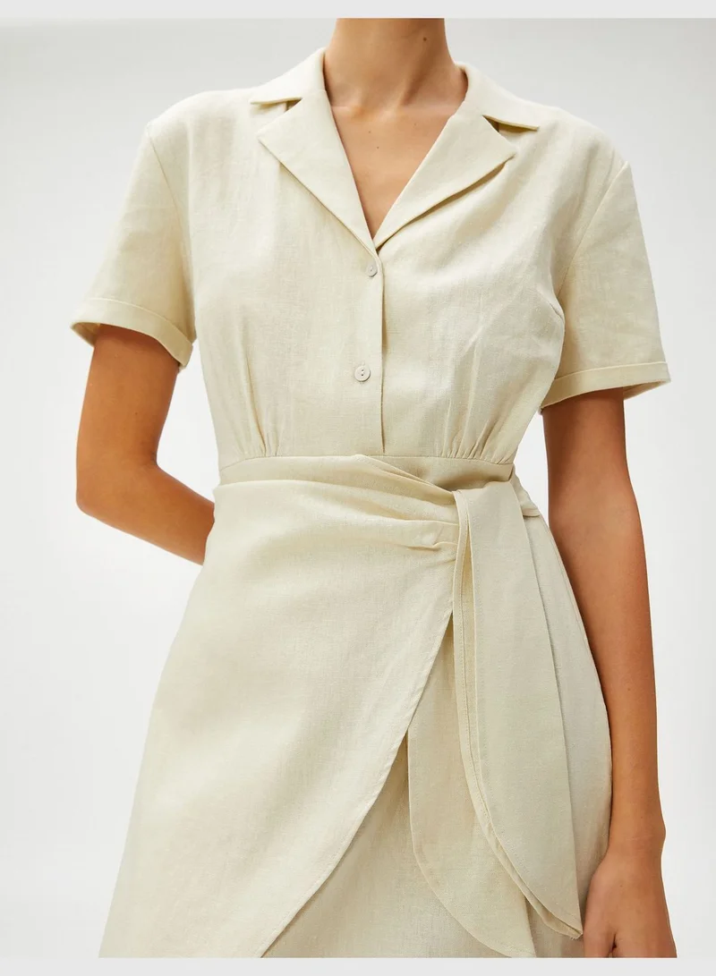 KOTON Linen Blended Mini Shirt Dress