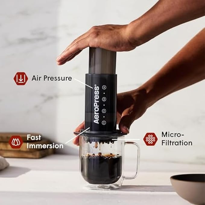 AeroPress Coffee And Espresso Maker  Patented 3In1 Brewing Technology Portable And Lightweight 10Oz Capacity Includes MicroFilters Scoop And Stirrer - Image 2