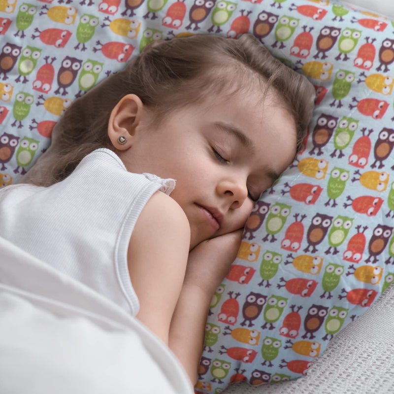 KRADYL KROFT Toddler Pillow with 100% Cotton Removable Cover - 20 X 15 Inches | Children Pillows | Baby Pillows - Happy Owls - Image 2