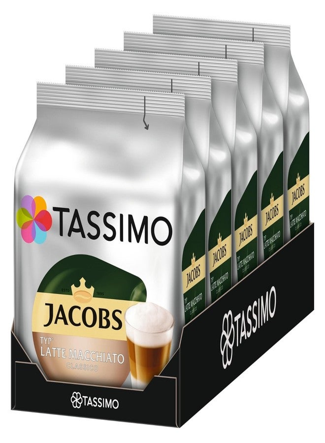 Tassimo Jacobs Latte Macchiato, Rainforest Alliance Certified, Pack of 5, 5 x 16 T-Discs (8 Servings) - Image 1