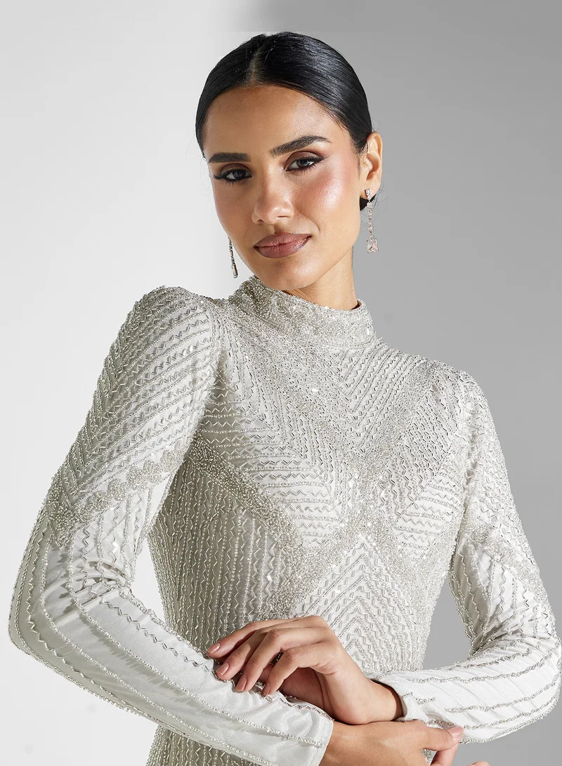 ماري Tia Restocked Embellished Crew Neck Dress