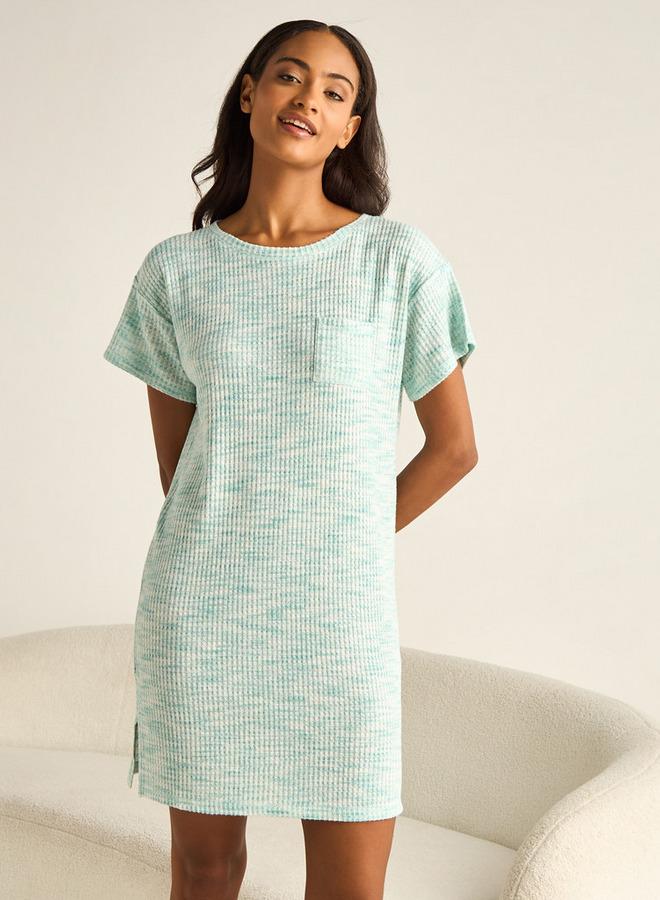 سبلاش فيڤ طقم قميص نوم بياقة دائرية قطعتين - Image 3