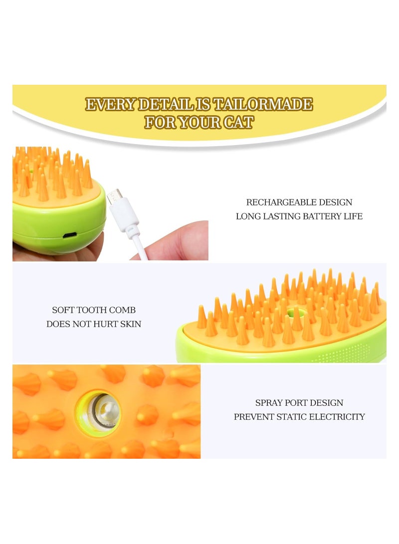 Loquat Cat Steamy Brush for Shedding and Grooming 3 in 1 Self Cleaning Pet Spray Comb for Cat and Dog Wet Cat Brush with Water Cat Sticky Brush for Massage and Removes Loose Fur - Image 5