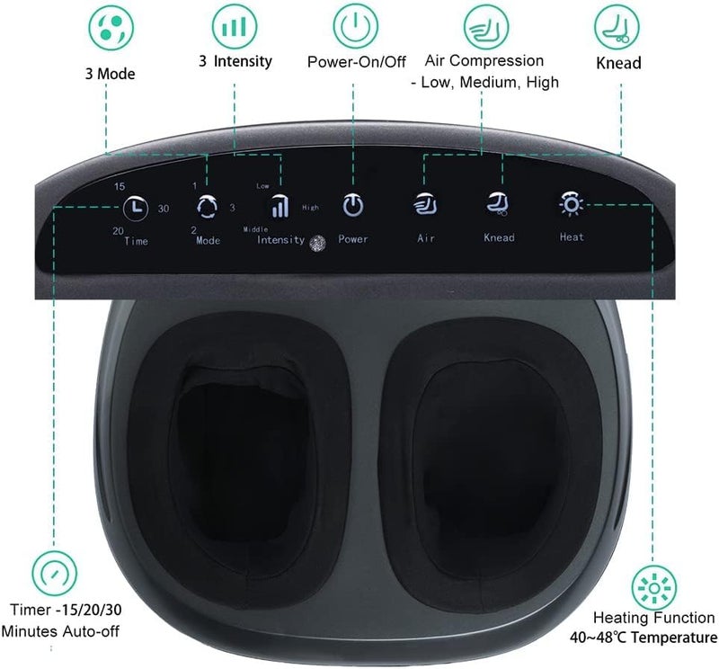 TDOO Foot Massager Machine With Heat/Remote, Deep-Kneading, Compression, Shiatsu, 3 Mode Settings & Adjustable Intensity, Feet Massager For Relieve Foot Pain From Plantar Fasciitis, Improve Circulation - Image 2