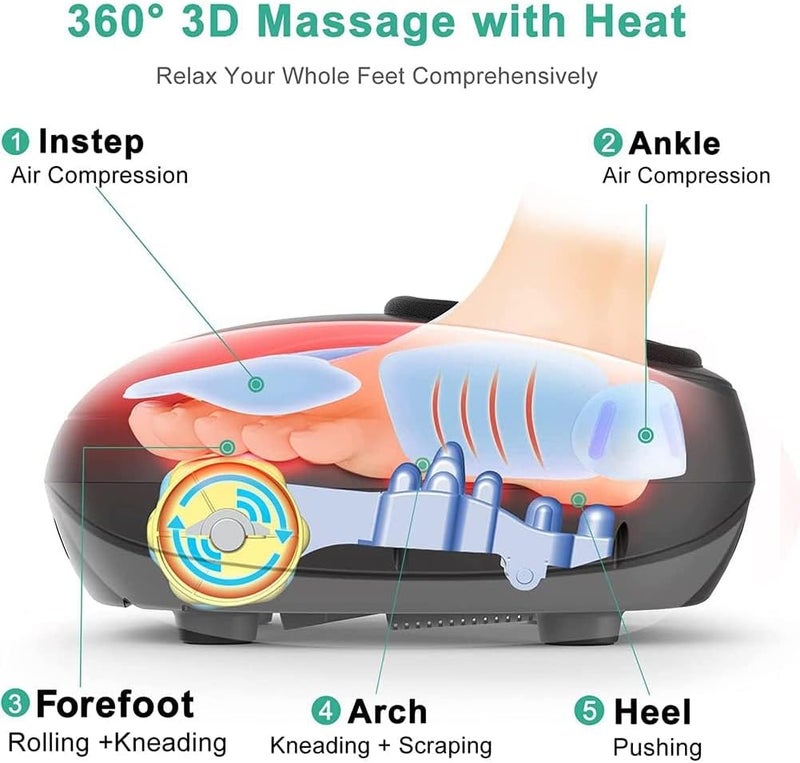 TDOO Foot Massager Machine With Heat/Remote, Deep-Kneading, Compression, Shiatsu, 3 Mode Settings & Adjustable Intensity, Feet Massager For Relieve Foot Pain From Plantar Fasciitis, Improve Circulation - Image 3