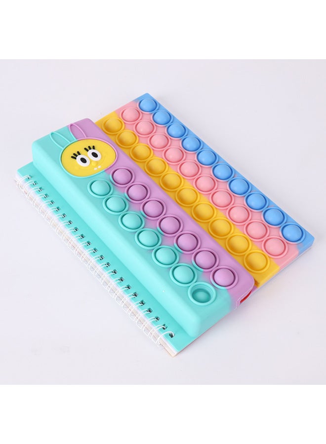 Multifunctional Pencil Case Notebook Stationery Case Suit Silicone Bubble Decompression A5 Loose-leaf Pencil Case Suit-Color:A5 Minions (Macarons)  - Image 1