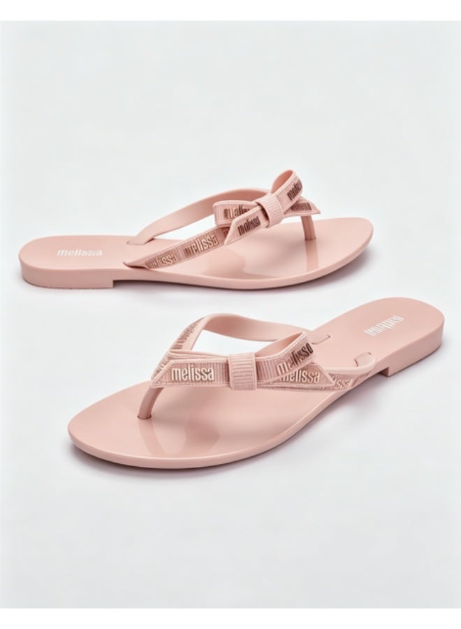 Melissa Flat Minimalist Bow Letter‑Print Flip‑Flops for Women - Image 1