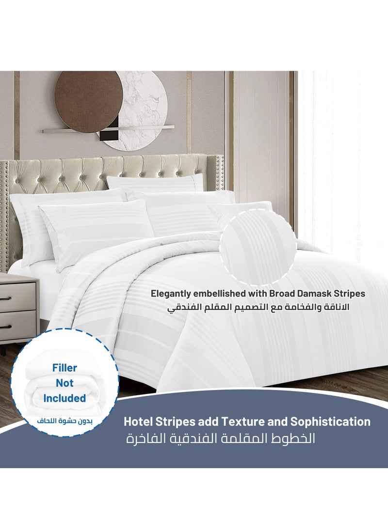 Donetella Hotel Style Duvet Set 7-Pcs King Size Cotton Blend All Season Bedding Set With Bed Quilt Cover/Duvet Cover & Corner Ties,(Without Insert)White  - Image 2