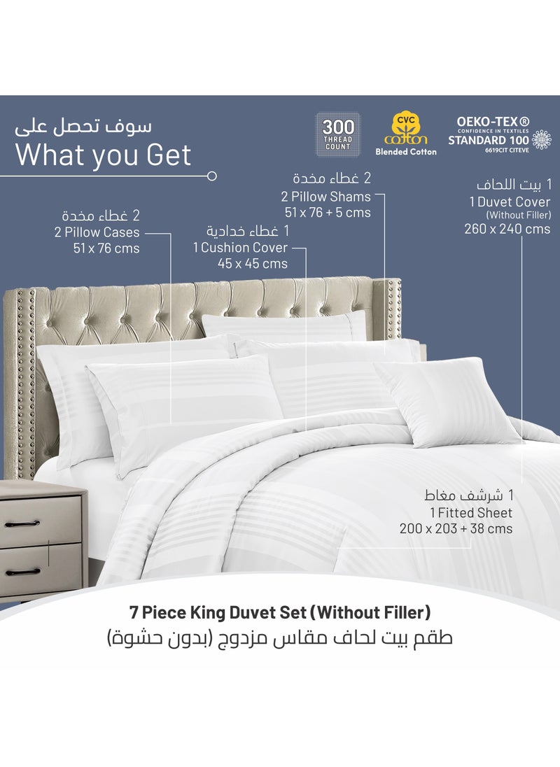 Donetella Hotel Style Duvet Set 7-Pcs King Size Cotton Blend All Season Bedding Set With Bed Quilt Cover/Duvet Cover & Corner Ties,(Without Insert)White  - Image 3