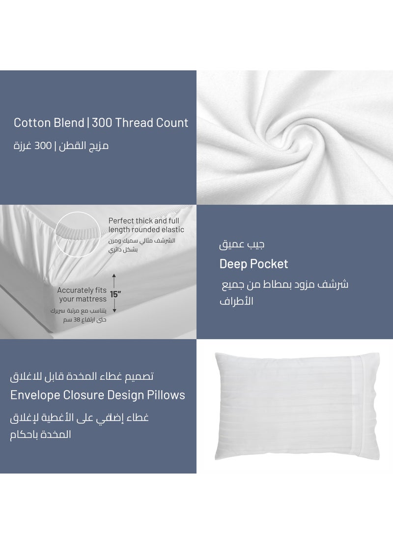 Donetella Hotel Style Duvet Set 7-Pcs King Size Cotton Blend All Season Bedding Set With Bed Quilt Cover/Duvet Cover & Corner Ties,(Without Insert)White  - Image 5