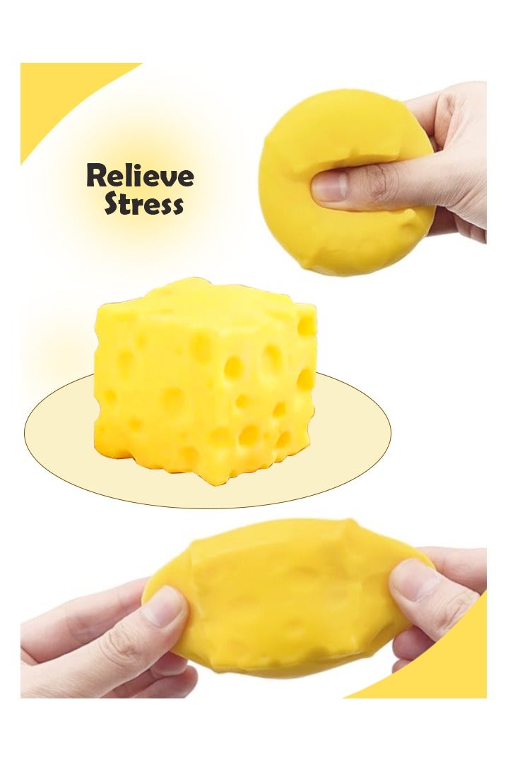 (Square)Cheese Squishy Cheese Stress Ball Squeezing Stress Relief Toy for Birthday Gifts, Partied, Decoration. - Image 1