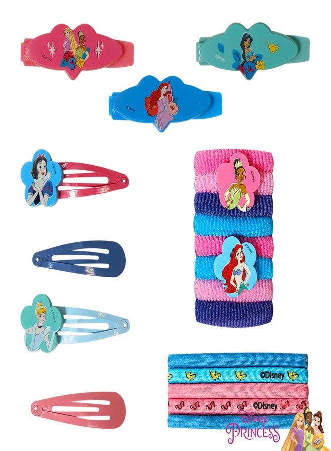 Luv Her Disney Girls' Hair Accessories Set - 20 Pack Featuring Disney Princesses - Includes 3 Barrettes, 4 Snap Clips, 5 Elastics, 8 Terry Ponies - Everyday Wear, Special Occasions, Ages 3+ - Image 4