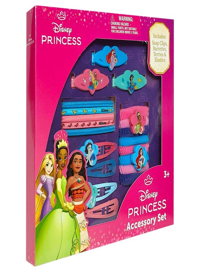 Luv Her Disney Girls' Hair Accessories Set - 20 Pack Featuring Disney Princesses - Includes 3 Barrettes, 4 Snap Clips, 5 Elastics, 8 Terry Ponies - Everyday Wear, Special Occasions, Ages 3+ - Image 2