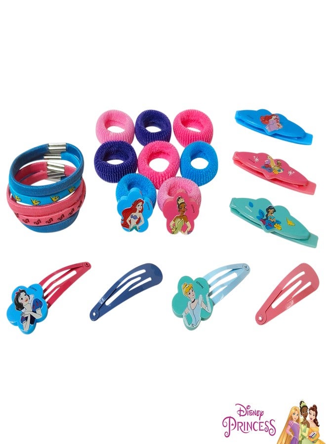 Luv Her Disney Girls' Hair Accessories Set - 20 Pack Featuring Disney Princesses - Includes 3 Barrettes, 4 Snap Clips, 5 Elastics, 8 Terry Ponies - Everyday Wear, Special Occasions, Ages 3+ - Image 5