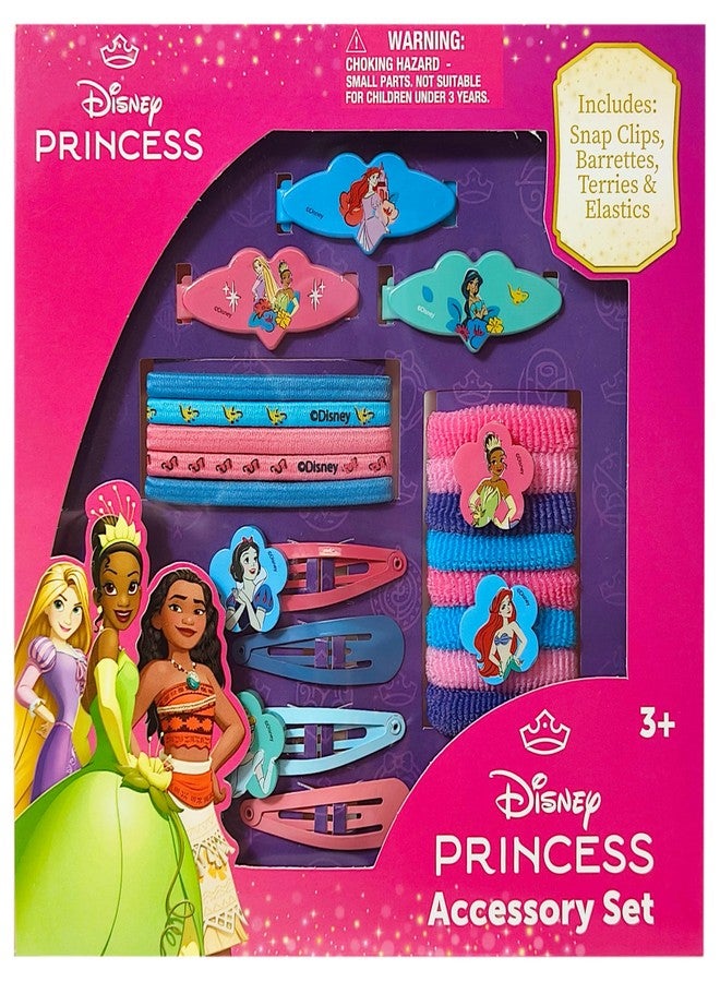 Luv Her Disney Girls' Hair Accessories Set - 20 Pack Featuring Disney Princesses - Includes 3 Barrettes, 4 Snap Clips, 5 Elastics, 8 Terry Ponies - Everyday Wear, Special Occasions, Ages 3+ - Image 1